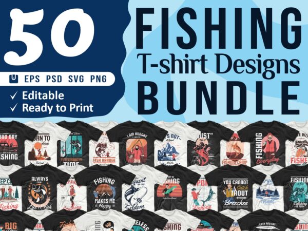 Fishing t shirt design bundle, T-shirt design vector packs, fishing t shirt,  fishing design, svg, png, pod, - Thefancydeal