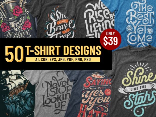 T shirt design and font bundles with extended license buy t shirt designs